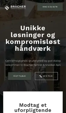 Billede af Bracher Tømrers Professionelle hjemmeside på mobil