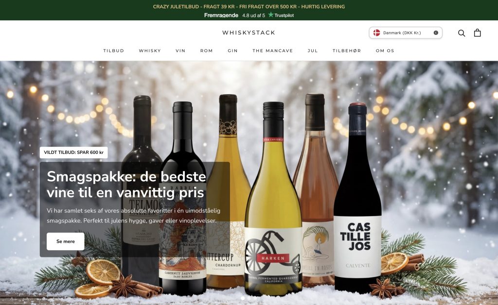 Whiskystacks forside i juletema